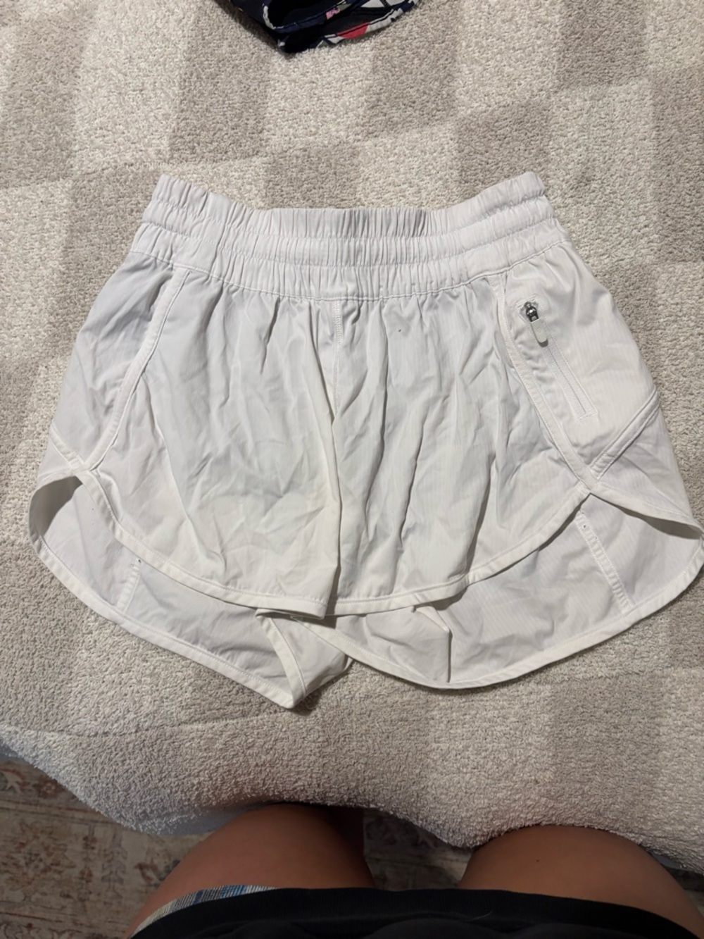 lululemon athletica White Layered Athletic Shorts with Zip Pocket